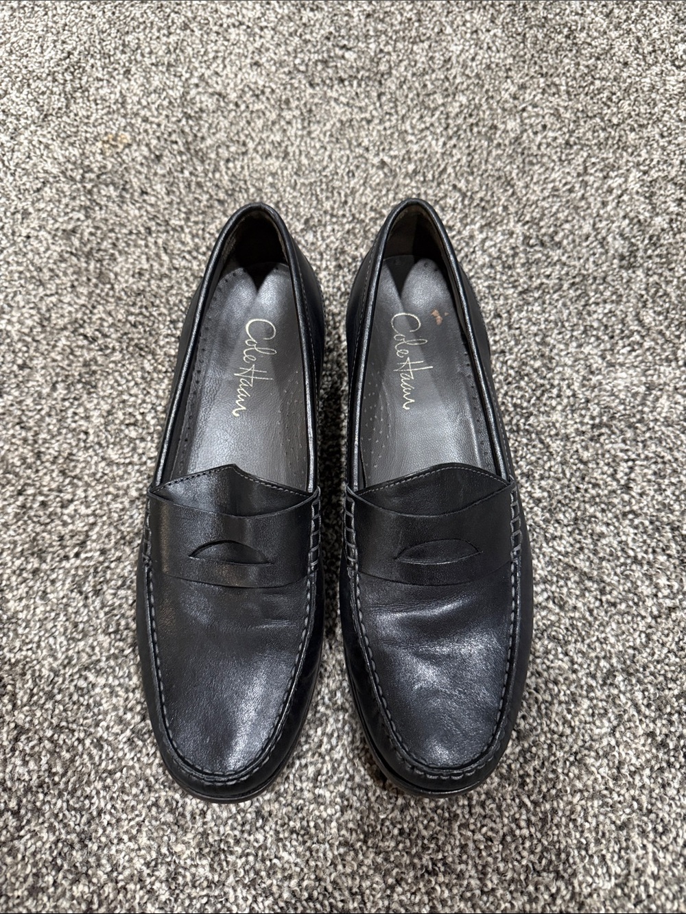 Cole Haan Black Leather Penny Loafers